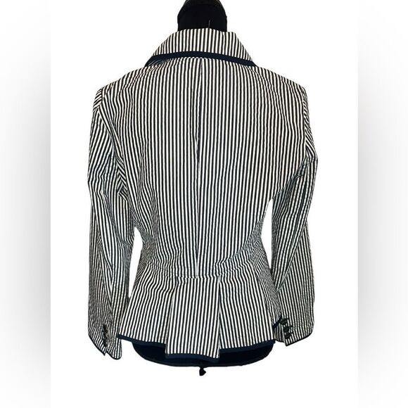 SANDRO NAUTICAL NAVY & WHITE STRIPED CLASSIC BUSINESS CASUAL WOMENS SIZE MEDIUM - Picture 9 of 12